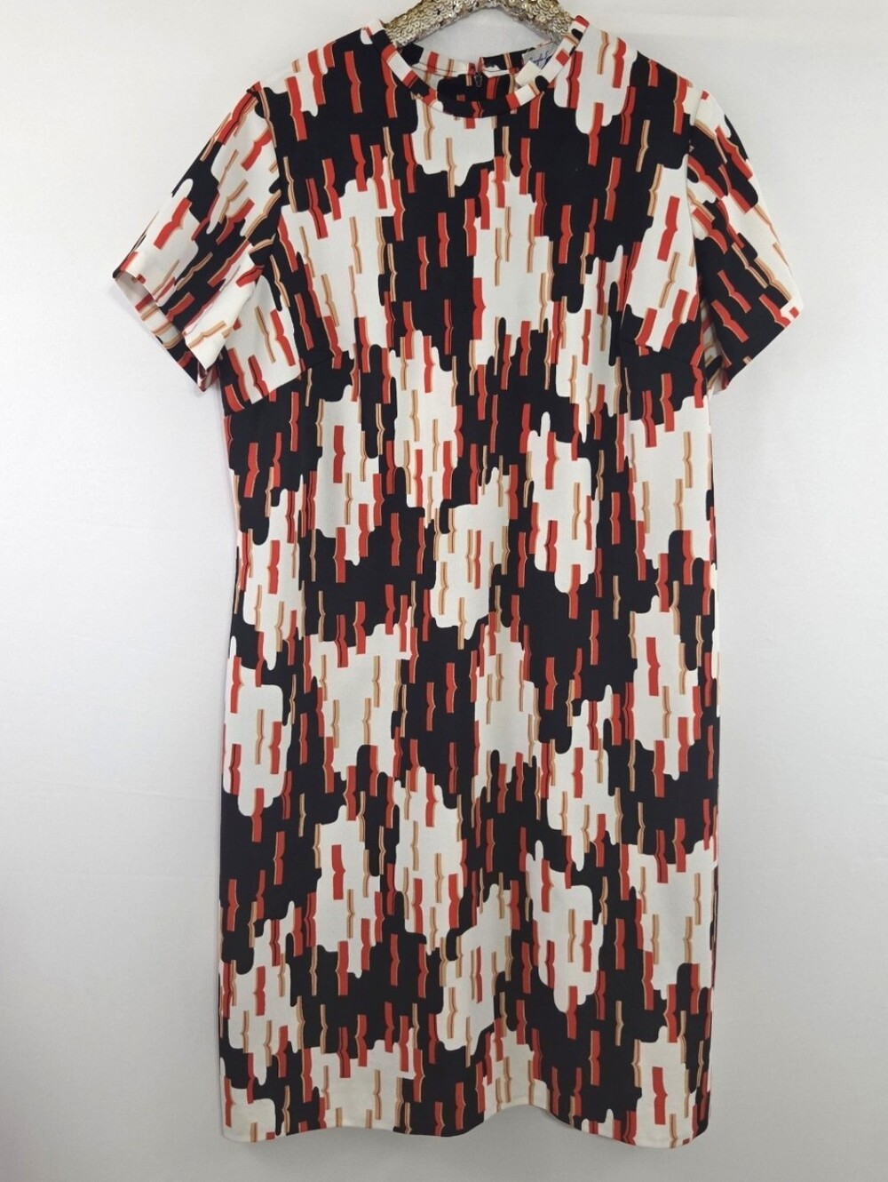 Vintage 60s 70s Gayle Evans Geometric Plus Size Mod Abstract Midi Dress